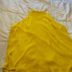 Naked, zebra bright yellow scalloped silk tank with lining